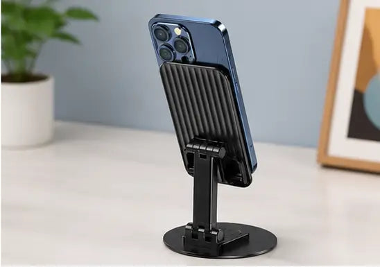 Adjustable Foldable Mobile Holder Stand – 360° Rotating Desktop Phone Stand with Non-Slip Silicone Grip Secondary image