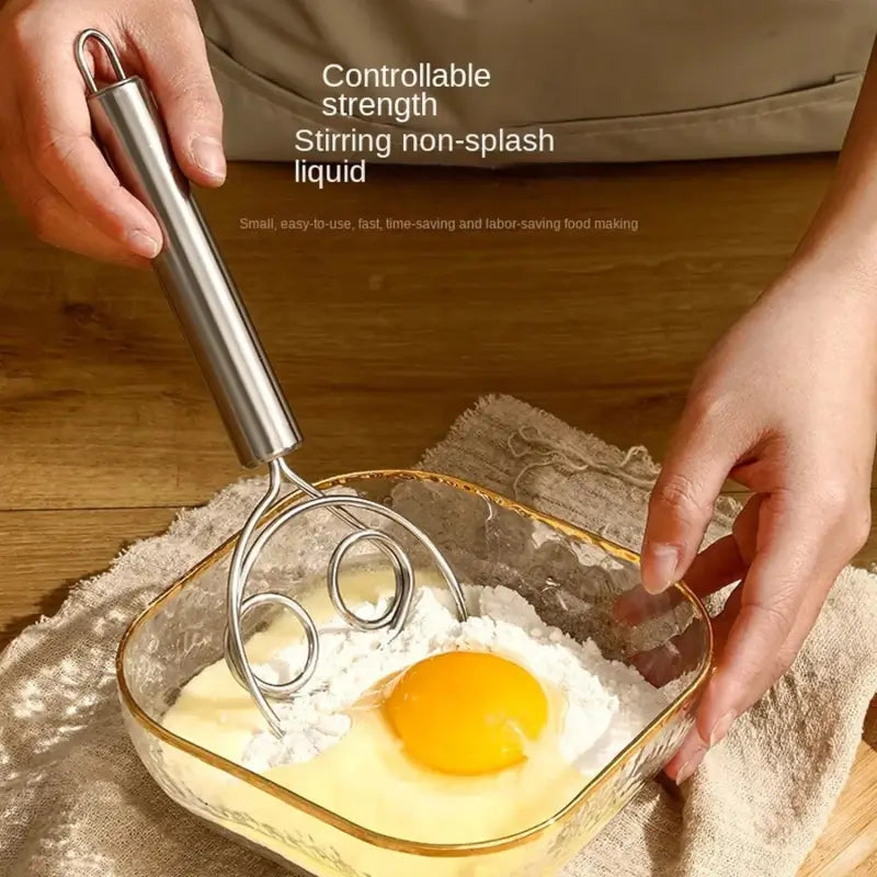 Stainless Steel Dough Whisk Mixer 1 Pc | Danish Dough Blender for Atta, Chapati, Roti, Bread & Pizza Dough | Manual Kitchen Dough Mixer Secondary image
