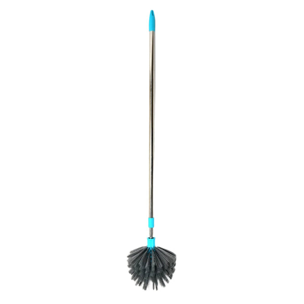 The cobweb cleaning brush demonstrating its full extension for cleaning high areas.