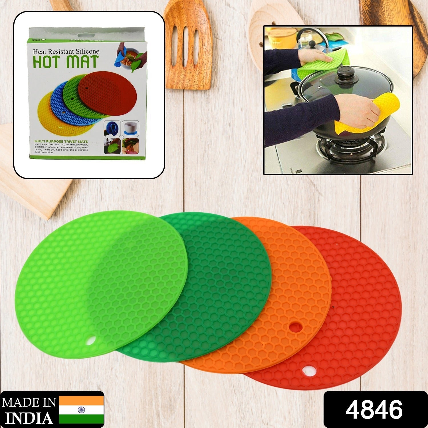 Silicone Hot Pot Mat Set – Heat-Resistant Kitchen Trivets | Bake & Dwell Secondary image