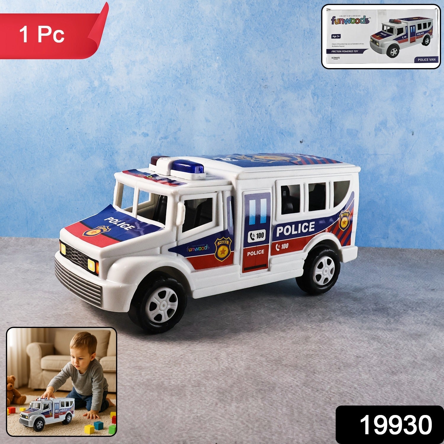 Police Van Toy – Friction Powered Realistic Kids Vehicle Secondary image