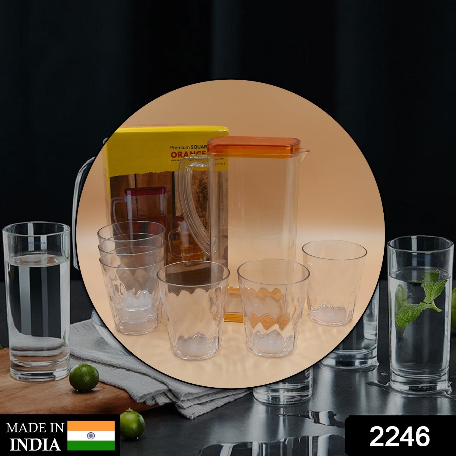 Plastic Water Jug Set 2L with 6 Glasses – BPA-Free | hydrozilla Secondary image