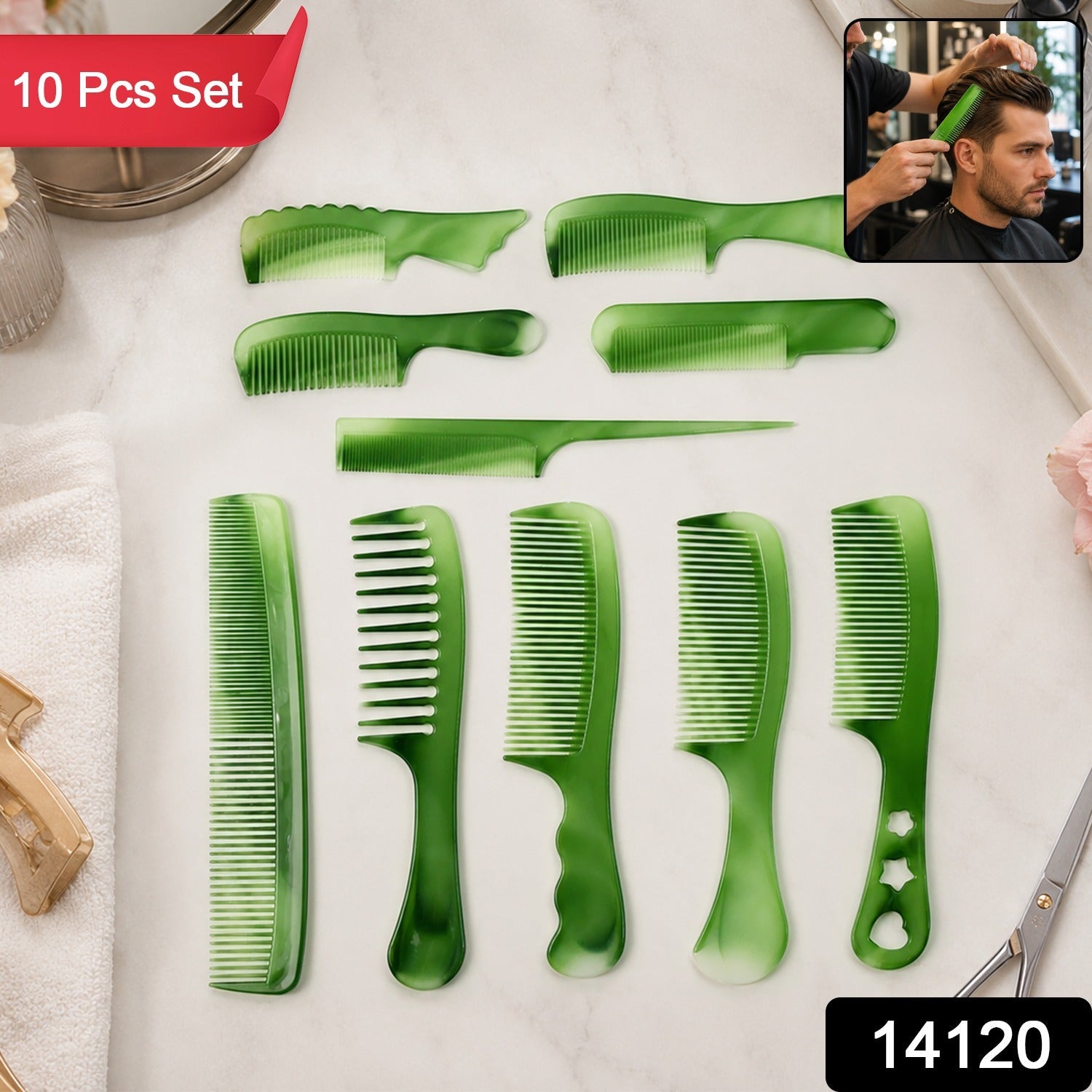 Salon Multipurpose Hair Comb 10 Pc Set Styling Grooming Professional Use (1 Set) Secondary image