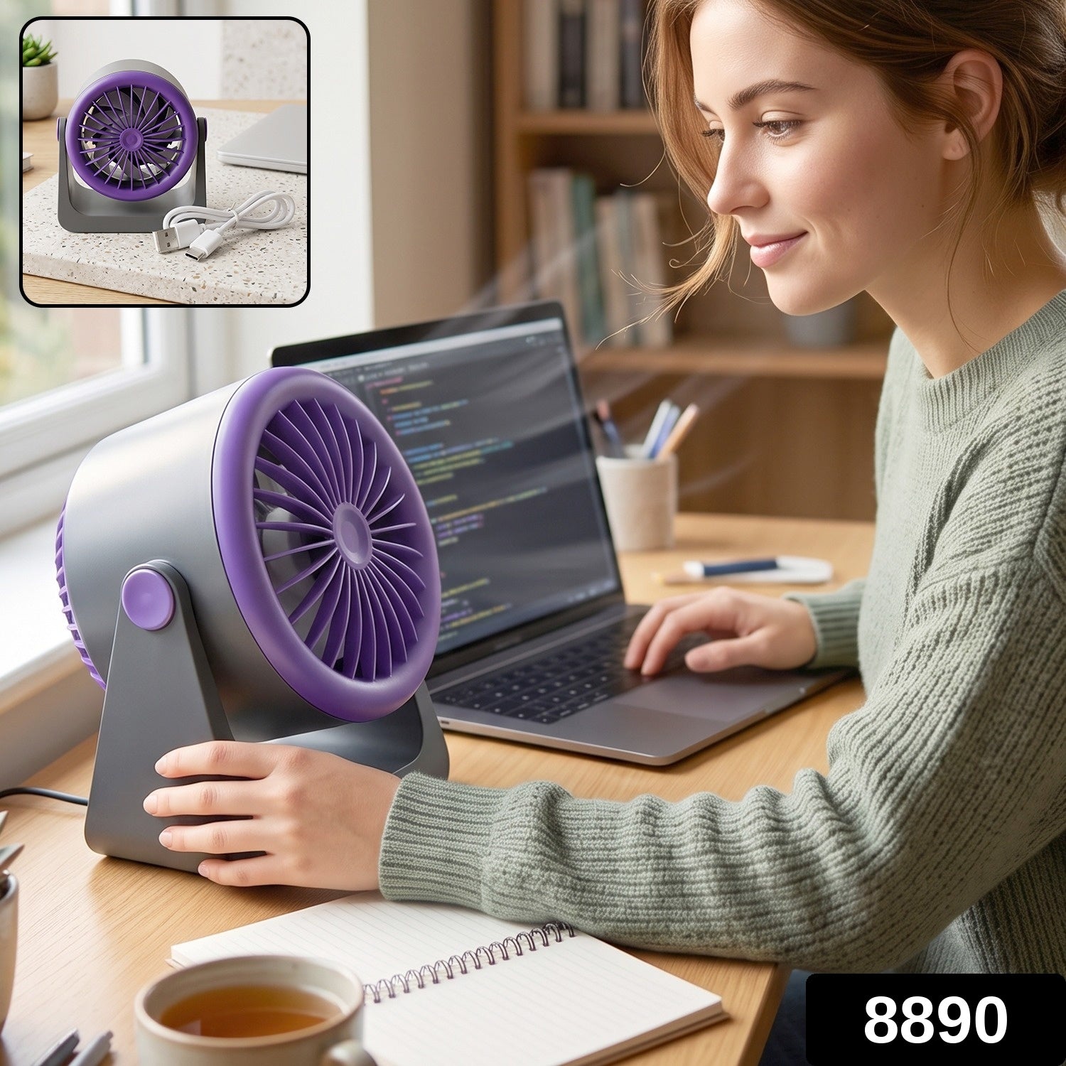Personal Desktop Air Circulation Fan, Portable USB Desk Fan (1 Pc) Secondary image