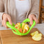 Quickslice apple cutter with 8 stainless steel blades, ready to slice fruit.