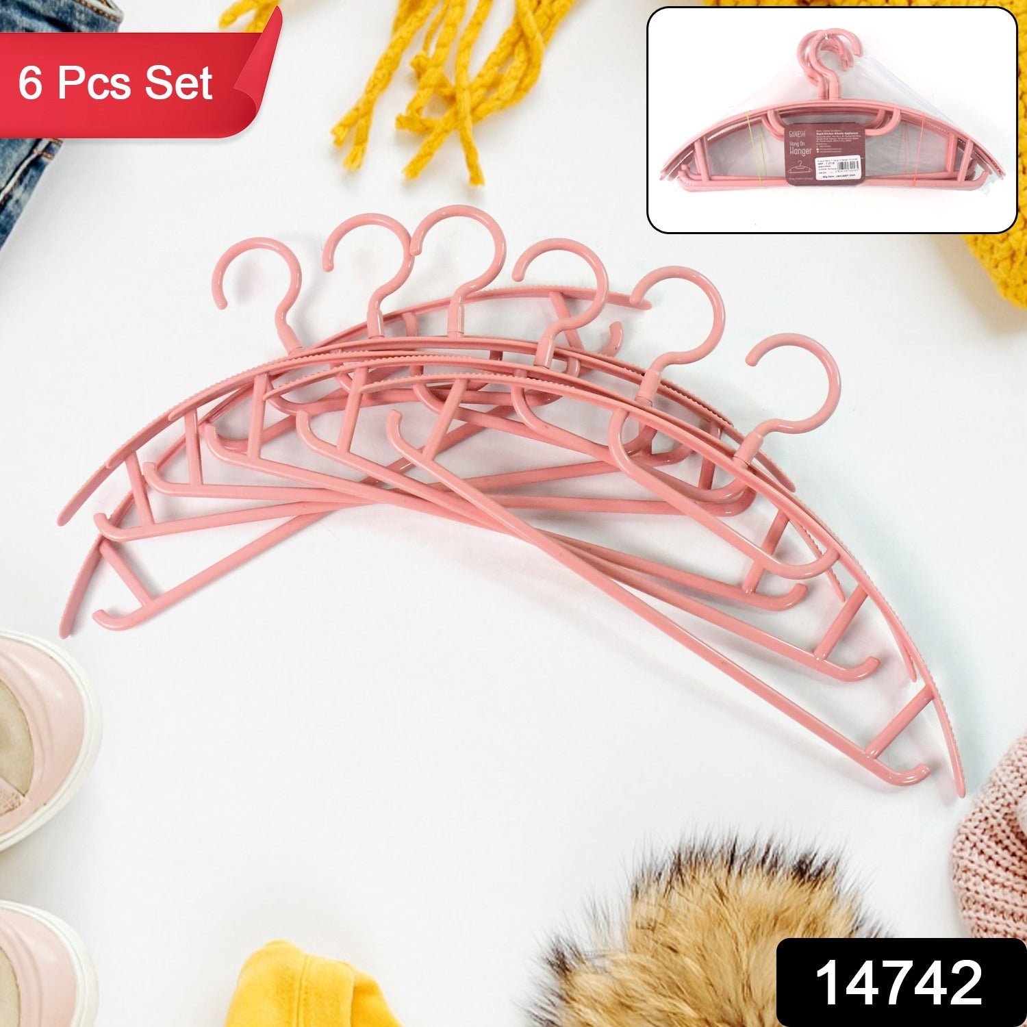Plastic Cloth Hangers – Set of 6 Durable Non-Slip Wardrobe Organizers Secondary image