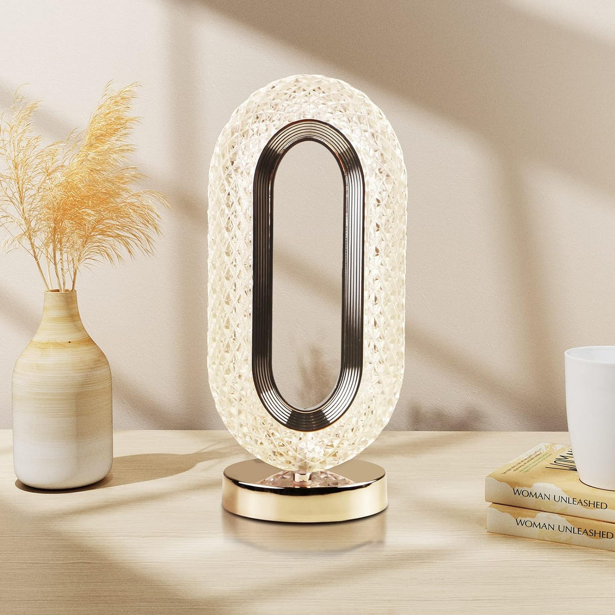 Elegant crystal table lamp with 3-way dimmable touch control. Main image