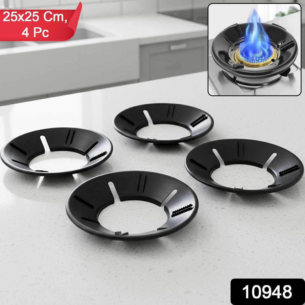 Gas stove flame protector ring fitted on burner for improved flame control Main image