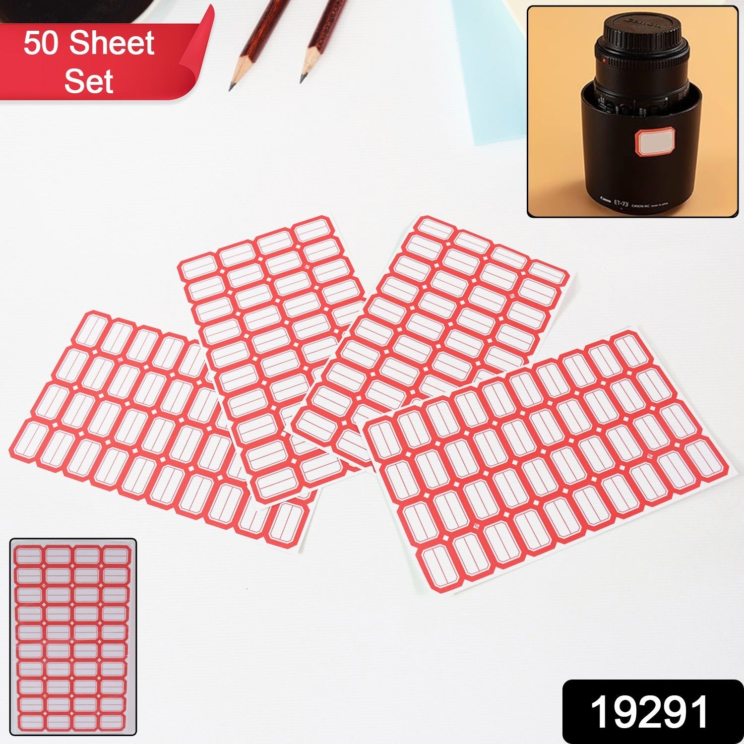 Red Border Label Stickers – Writable, Self-Adhesive 50 Sheets Secondary image