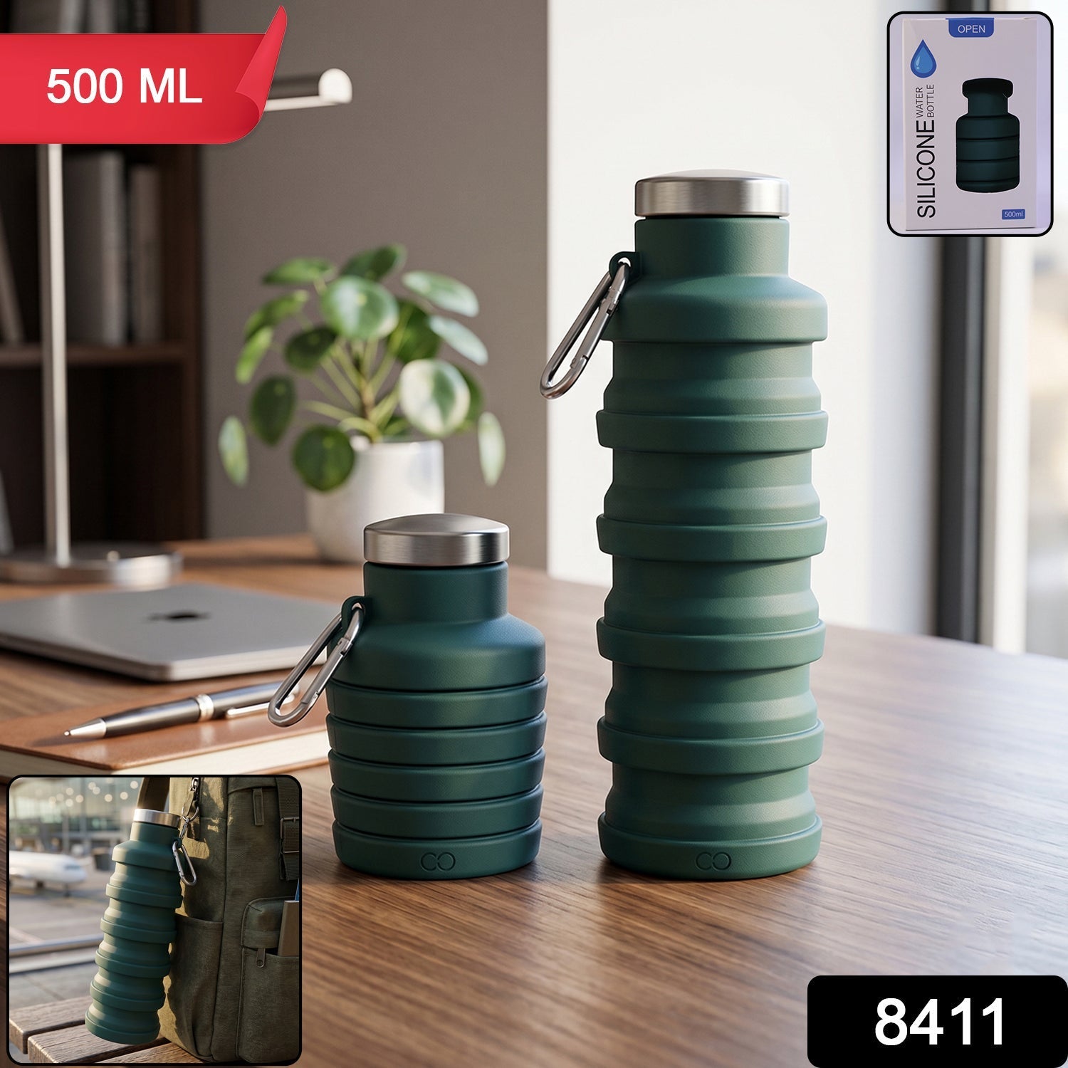 Silicone Foldable Water Bottle for Travel and Sports Hydration Secondary image