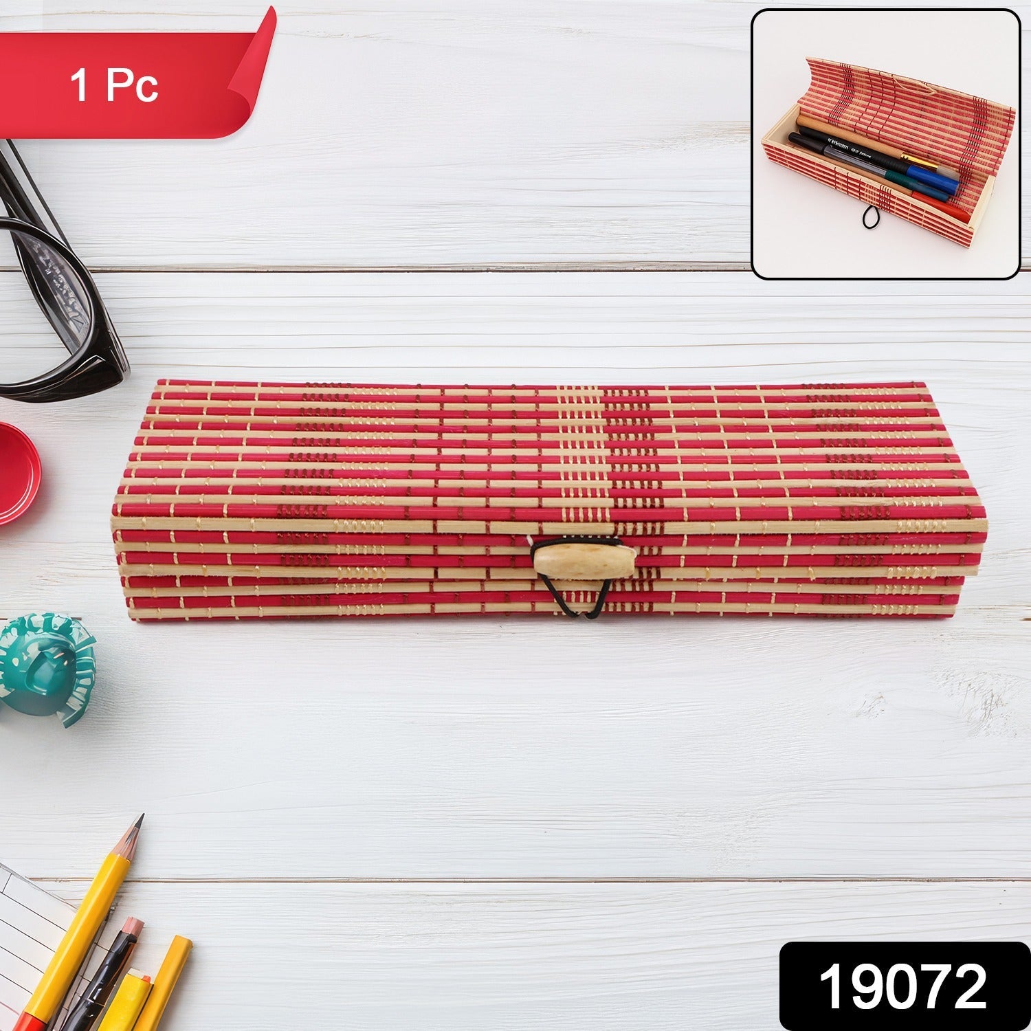Bamboo Pen & Pencil Box – Eco-Friendly Handcrafted Organizer Secondary image