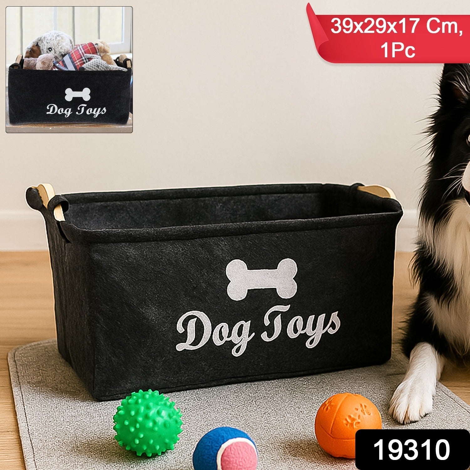 Pet Toy Storage Basket – Collapsible Felt Organizer for Dogs Secondary image