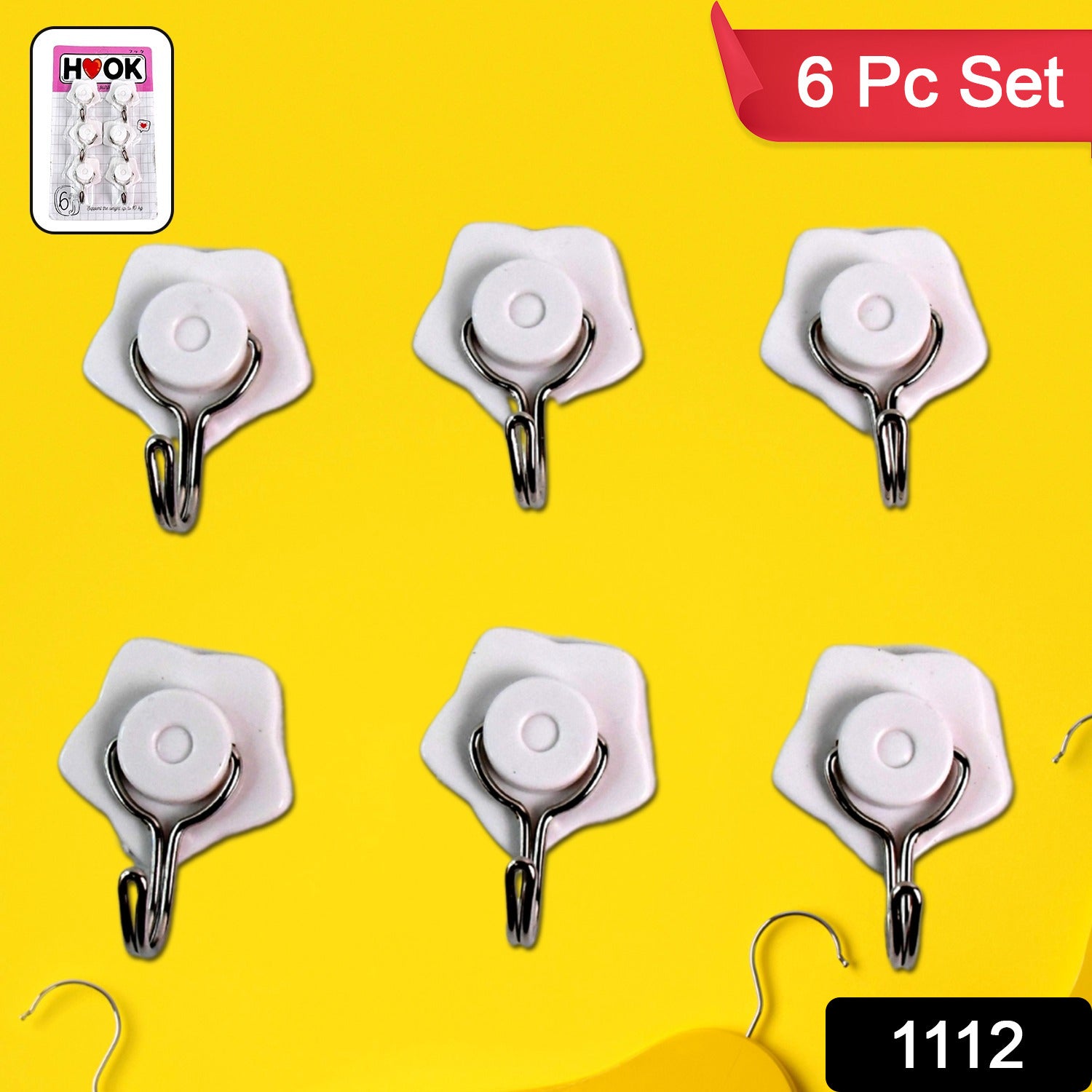 Self Adhesive Wall Hooks (6 Pcs) – Multipurpose | Indo Glow Secondary image