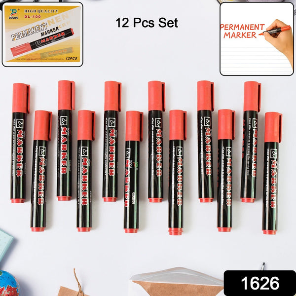 Red permanent marker pen set displaying clear and long-lasting ink