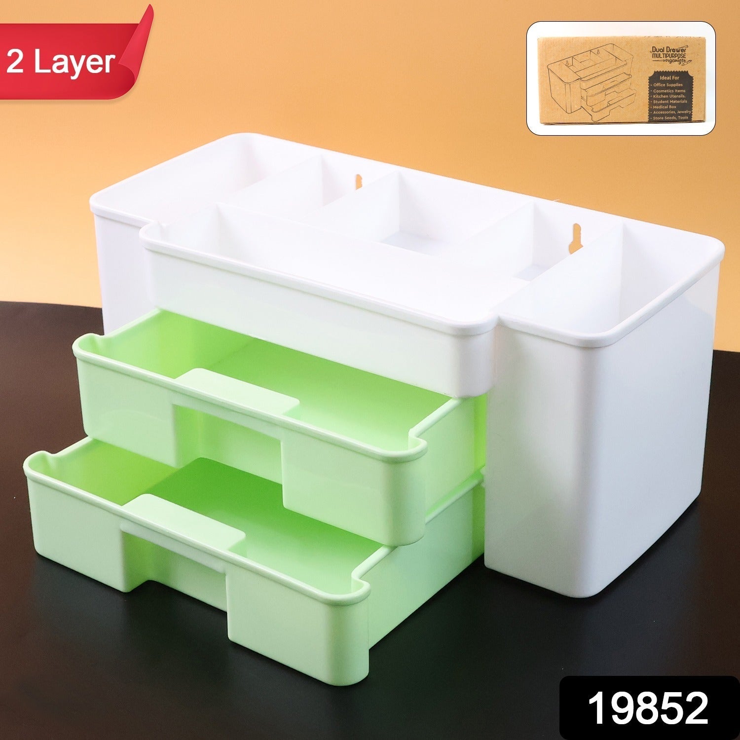 Desktop Organizer – 2-Layer with Dual Drawers & Side Bin for Home & Office Secondary image