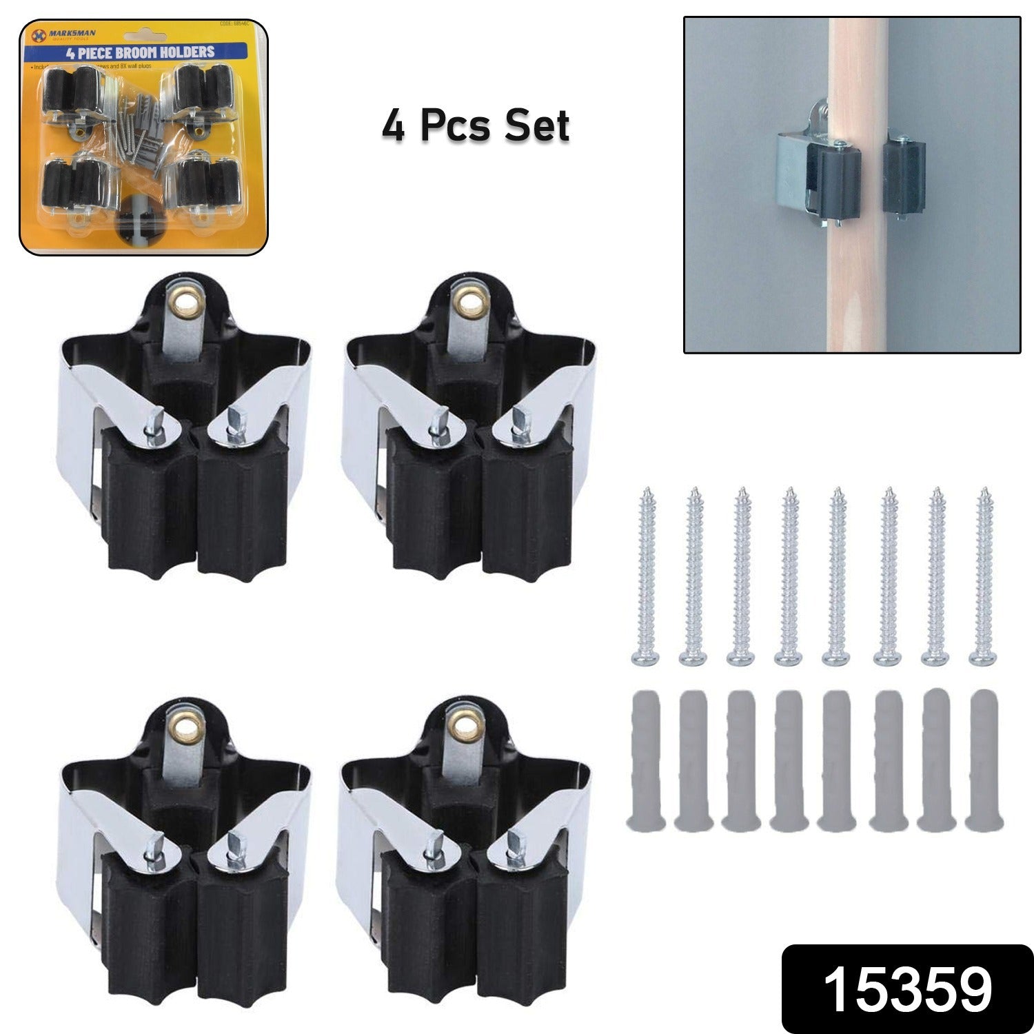 Wall Mount Mop Holder – No-Slide Grip for Home & Garage | GlimmerHome Secondary image