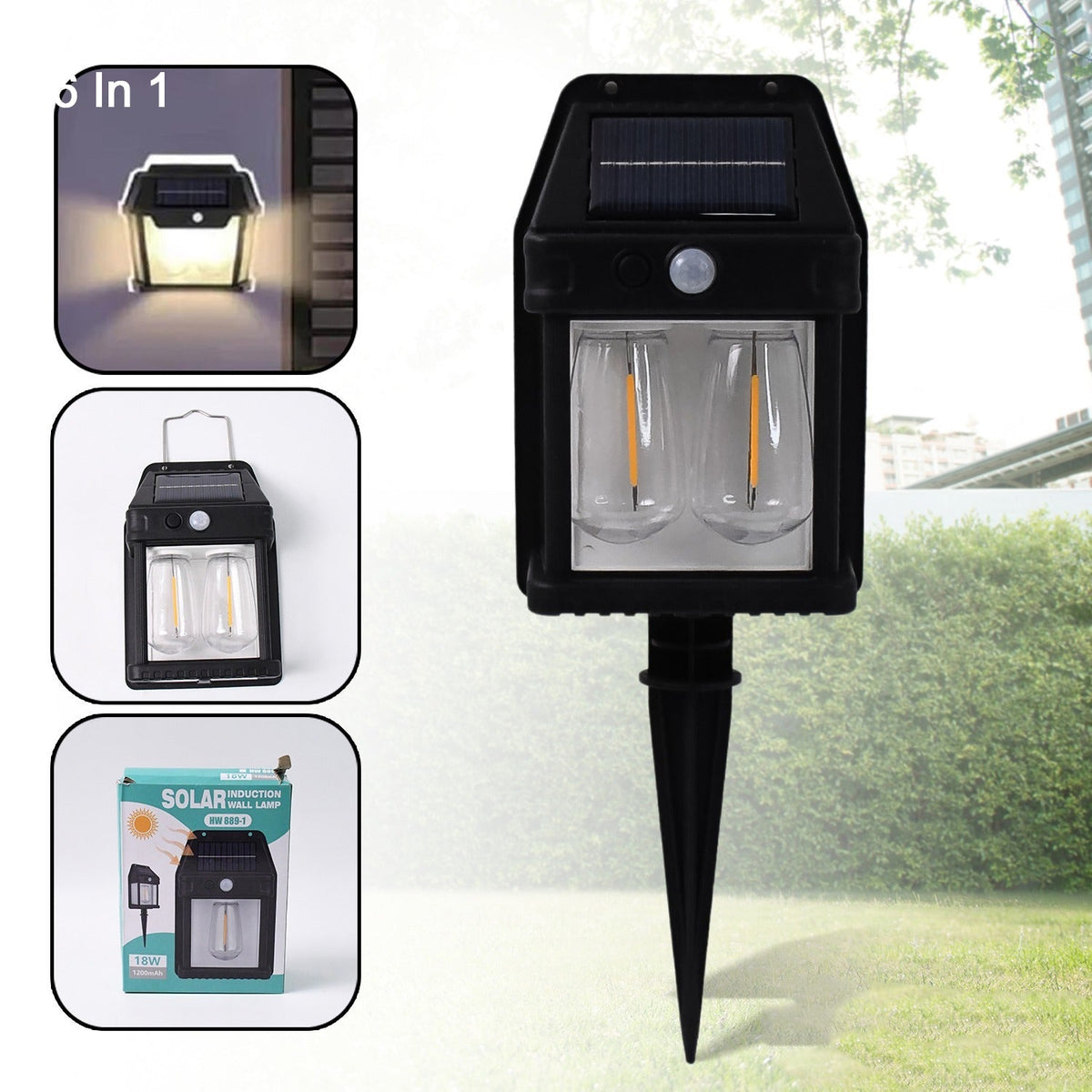 18W solar wall double light with motion sensor installed outdoors Main image
