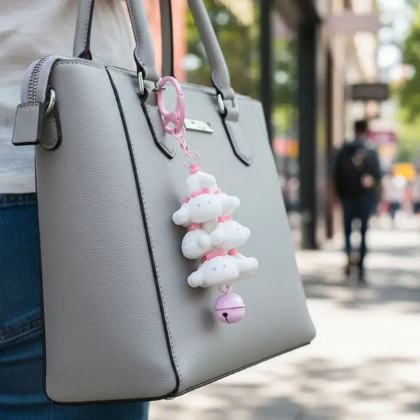 Cloud Cartoon Keychain with Bell – Cute Colorful Bag & Backpack Charm for Kids, Girls & Women