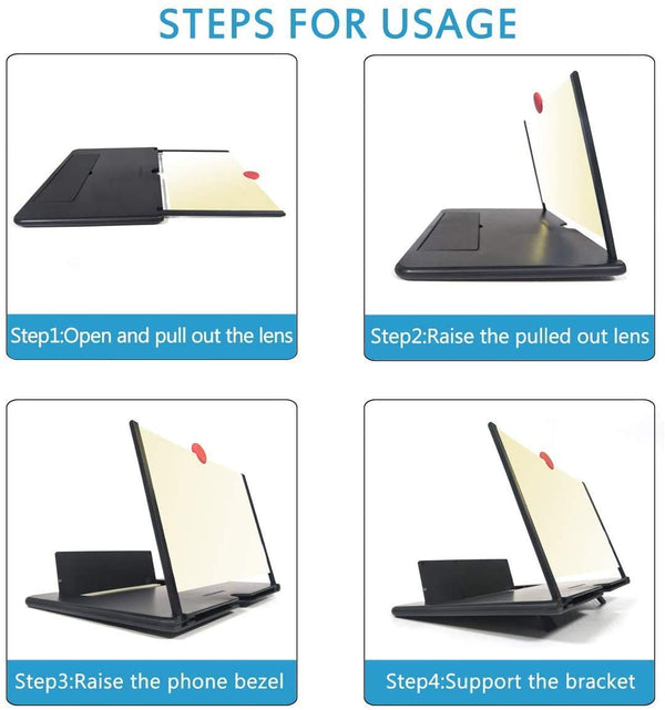 Compact mobile phone screen amplifier providing clear, enlarged viewing.