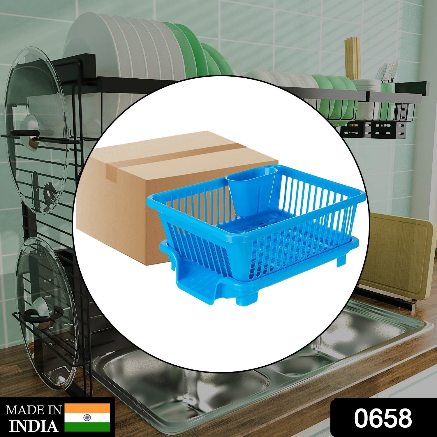 Dish Drainer Rack – Durable Plastic Kitchen Organizer | Lunchie Bunchie Secondary image