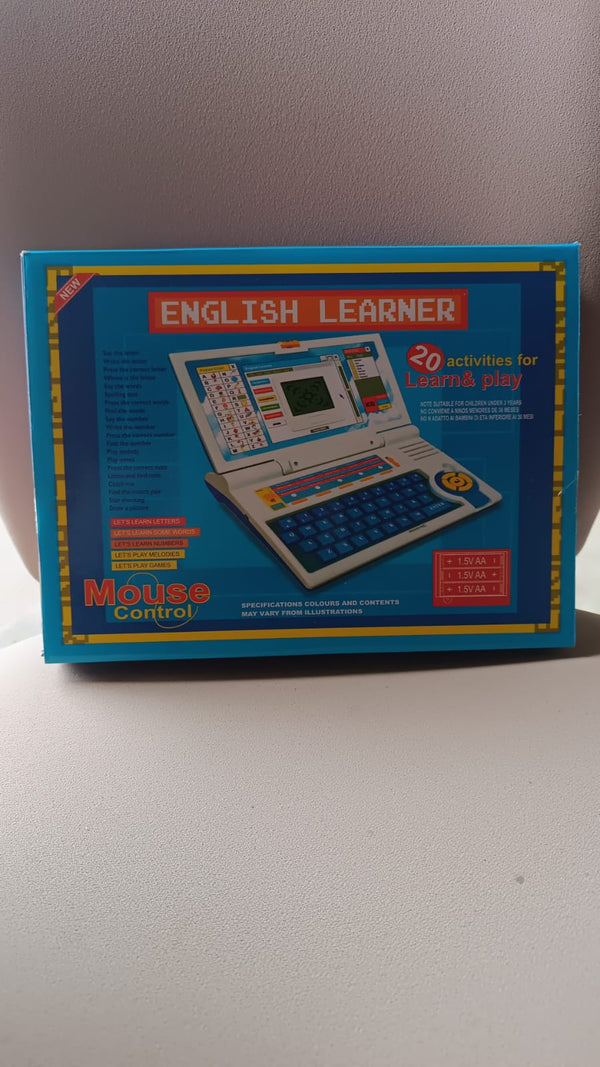 Side view of English Learner Educational Laptop Toy in multicolor design
