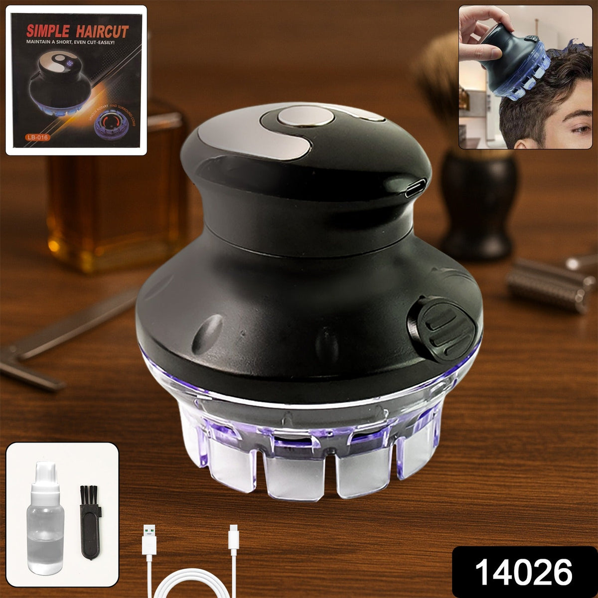 Electric hair cutting machine with USB rechargeable feature visible Main image