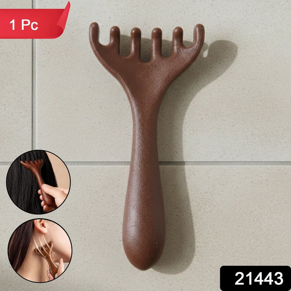 Manual wooden style head and neck scalp massager for stress relief