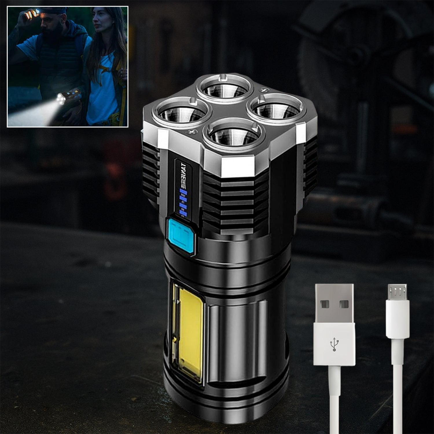 Rechargeable Torch Light 800 Lumens 4 LED Flashlight Secondary image