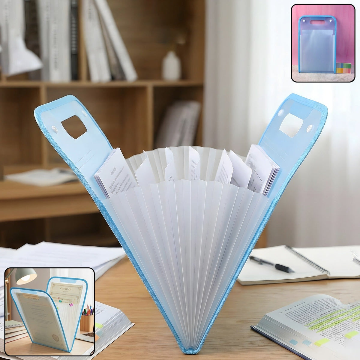 13 pocket document file folder with sturdy handle for easy carrying Main image