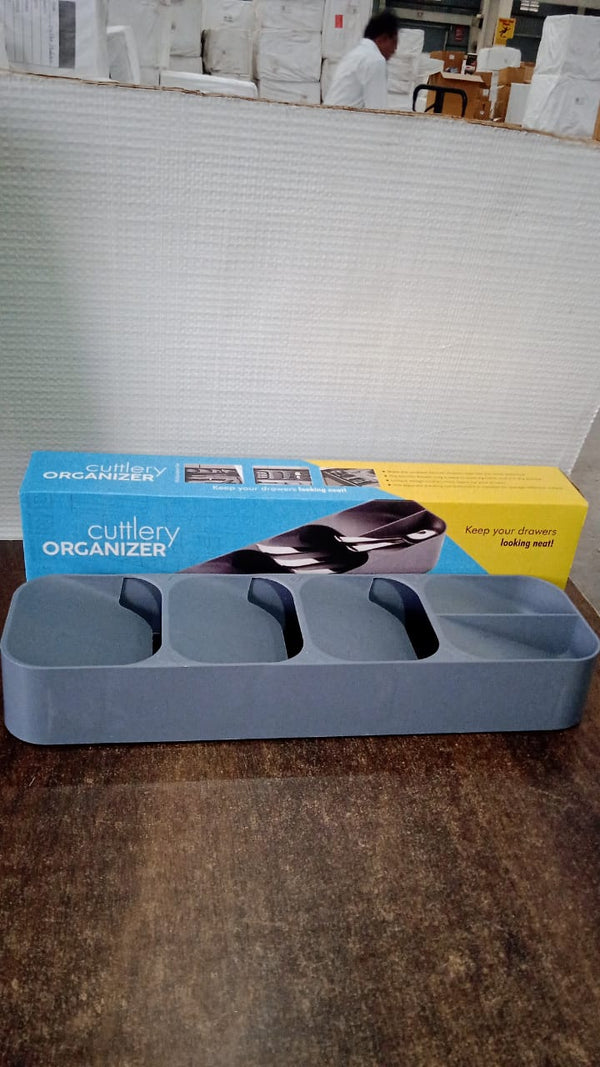 Overhead view of the empty cutlery tray, showcasing its distinct utensil icons for easy sorting.