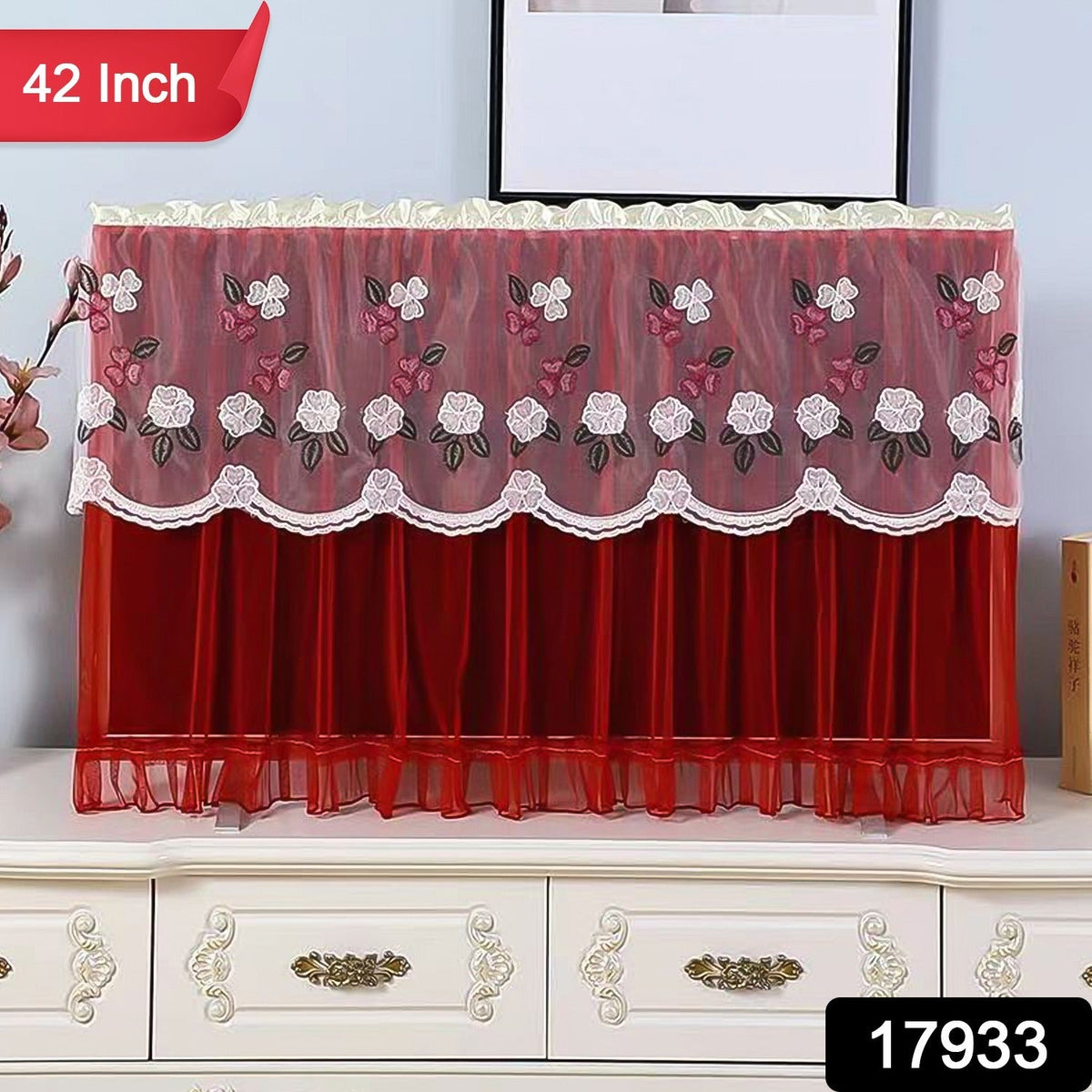 Elastic dustproof TV cover snugly protecting a 42-inch television screen. Main image