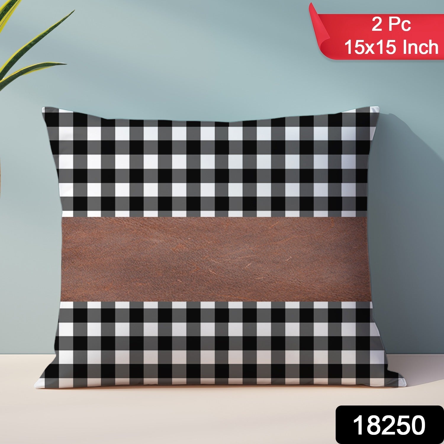 Pillow Covers – 15x15 Inch Faux Leather & Cotton | Styleva Secondary image
