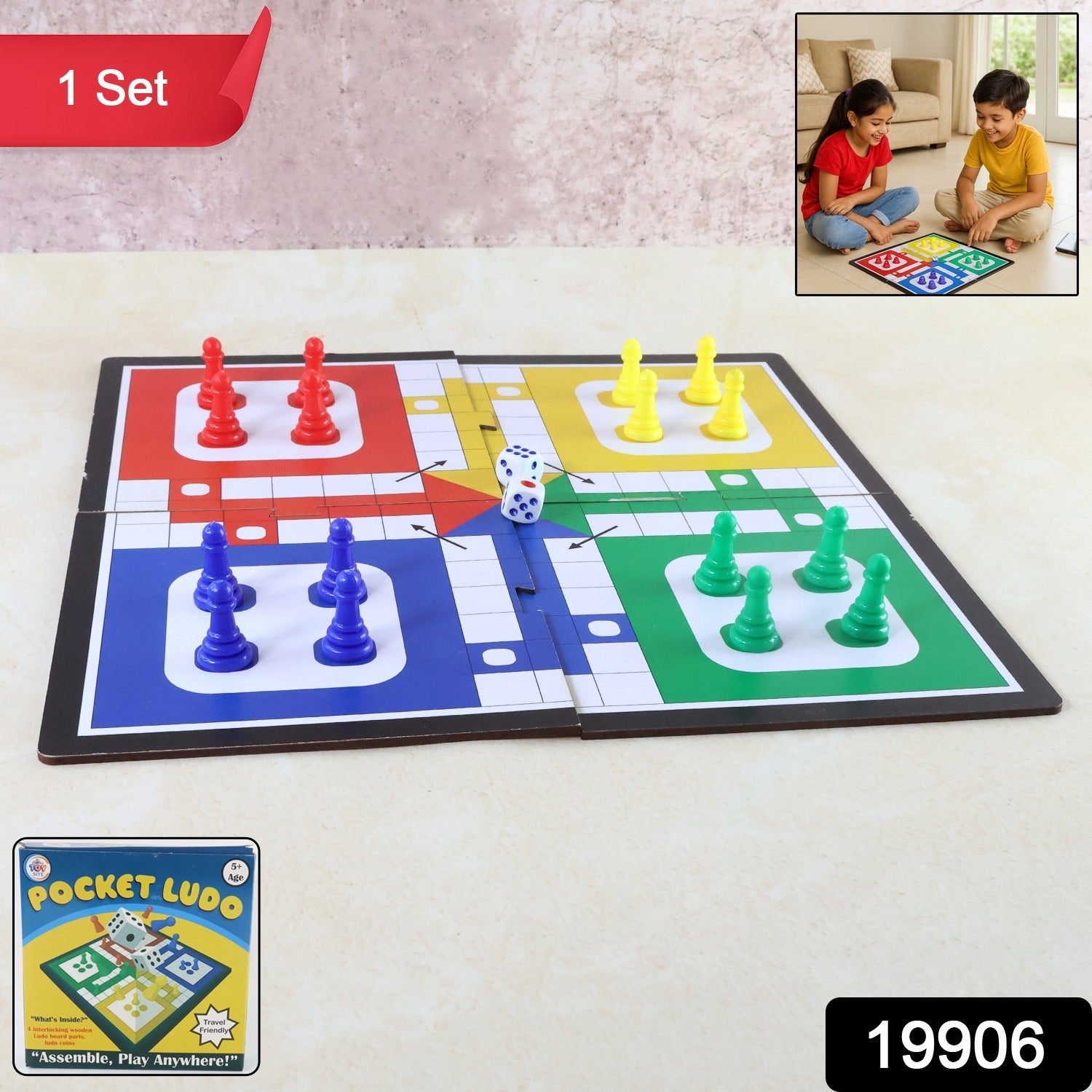 Pocket Ludo Game – Foldable Travel Board Set for Kids & Family Secondary image