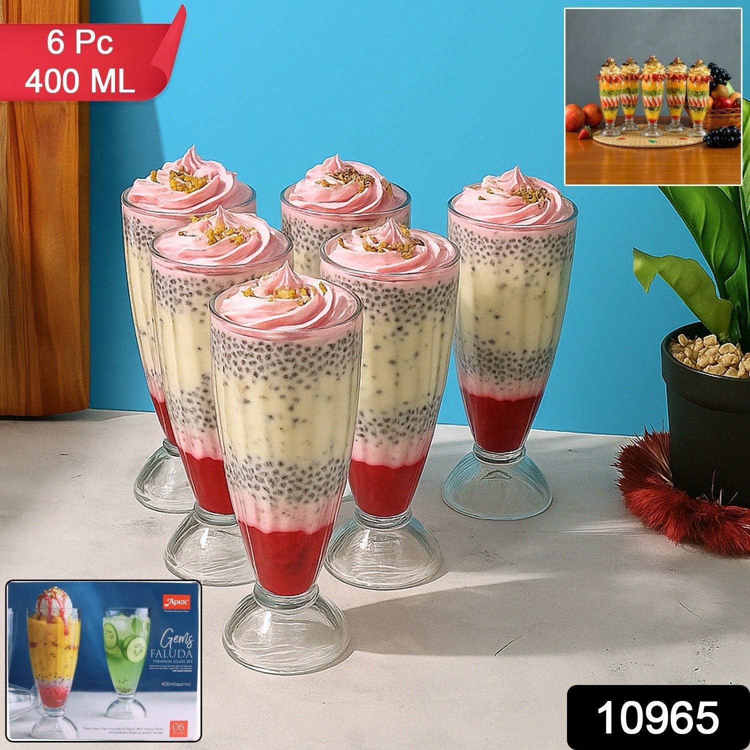 Dessert & Falooda Glasses – Premium 400ML Set of 6 Secondary image