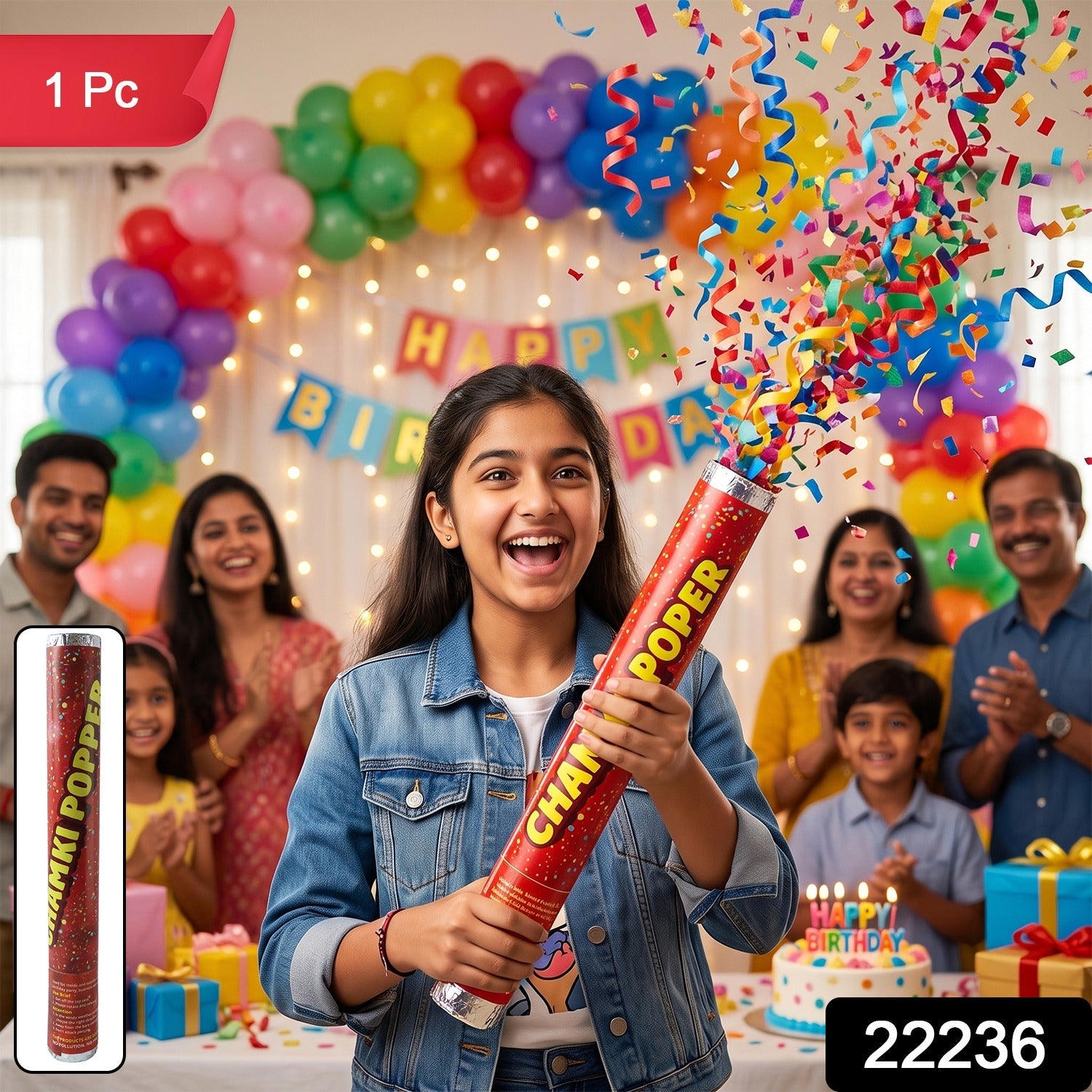 Red Chamki Confetti Party Popper for Birthday Wedding and Celebrati... Secondary image