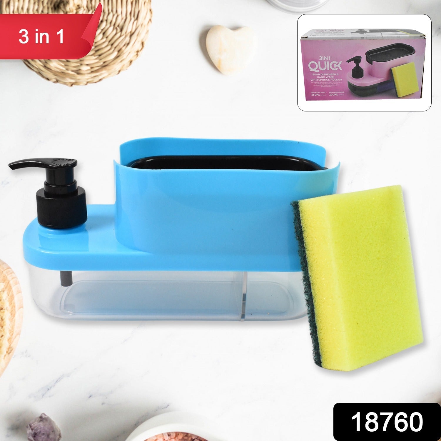 3-in-1 Soap Dispenser – Kitchen & Bathroom Organizer | VelvetBubbles Secondary image