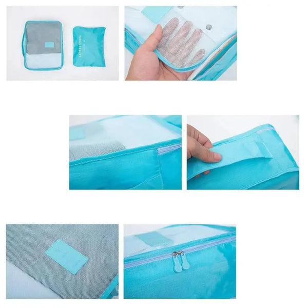 Waterproof Travel Packing Cubes Set 6 Pcs Organizer for Luggage, Laundry, and Storage