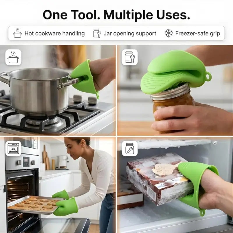 Silicone Pot Holder Oven Gloves – Heat Resistant Kitchen Mitts for Cooking & Baking