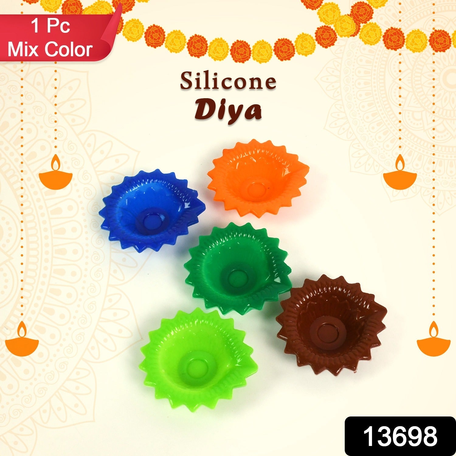 Colourful Silicone Diya – Festive Diwali Decor | Giftoiza Secondary image