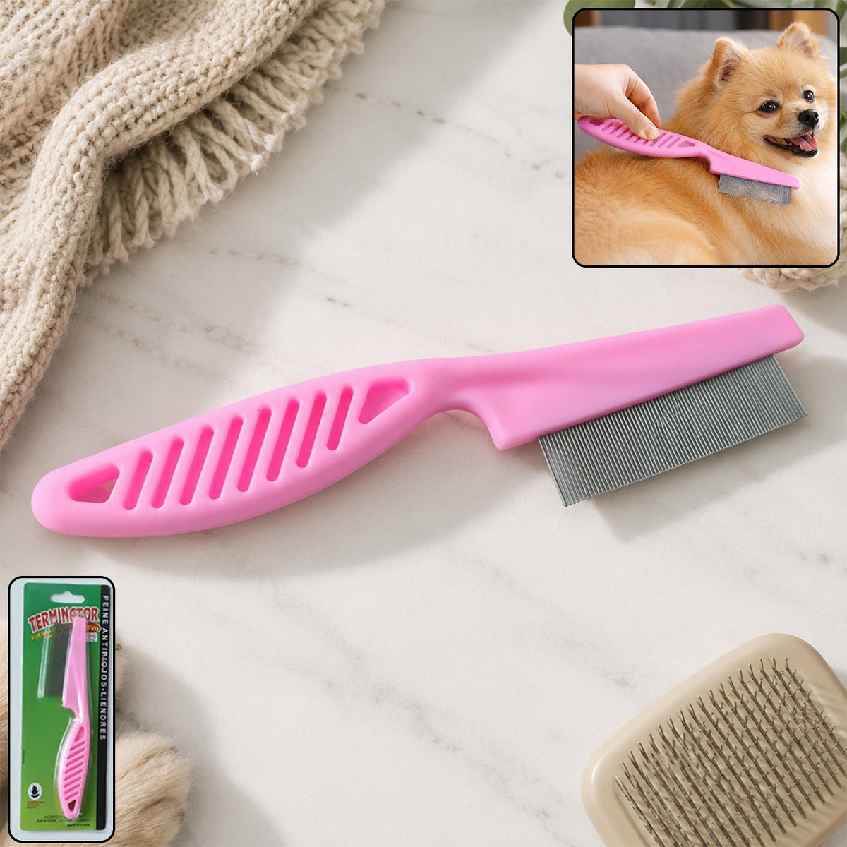 Dog Hair Remover Comb Pet Grooming Shedding Tool Fur Cleaning Brush (1 Pc) Main image