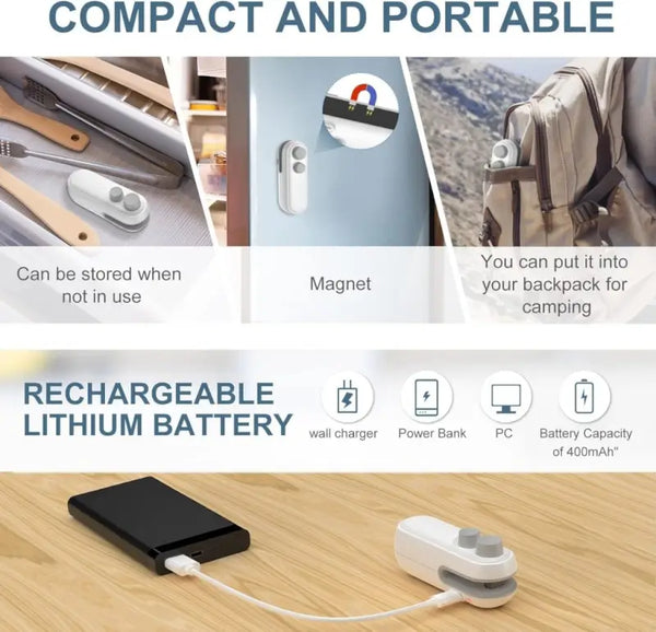 2 in 1 USB Portable Sealing Machine – Mini Heat Sealer & Cutter for Food Storage Bags