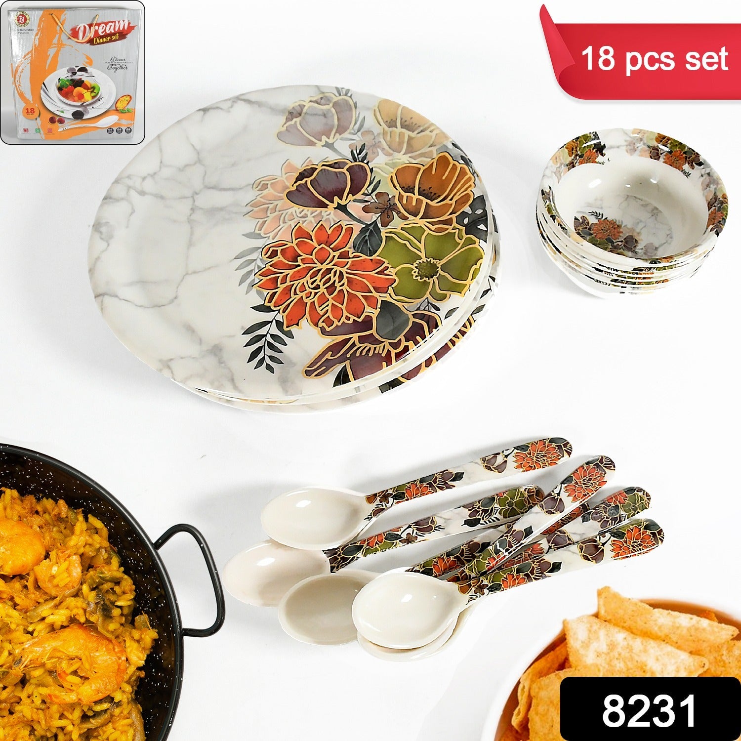 Plastic Dinner Set – 18-Piece Microwave & Dishwasher Safe | Jiaqi Secondary image