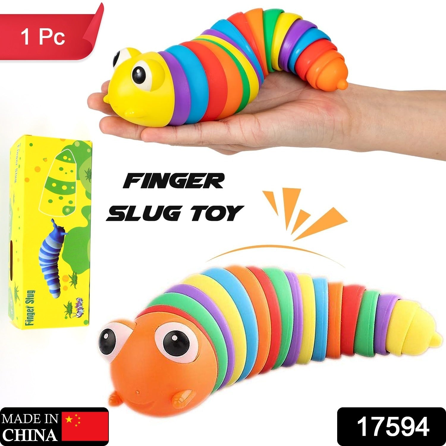 Rainbow Slug Fidget Toy – Stress Relief & Sensory Play | Little Learners Secondary image