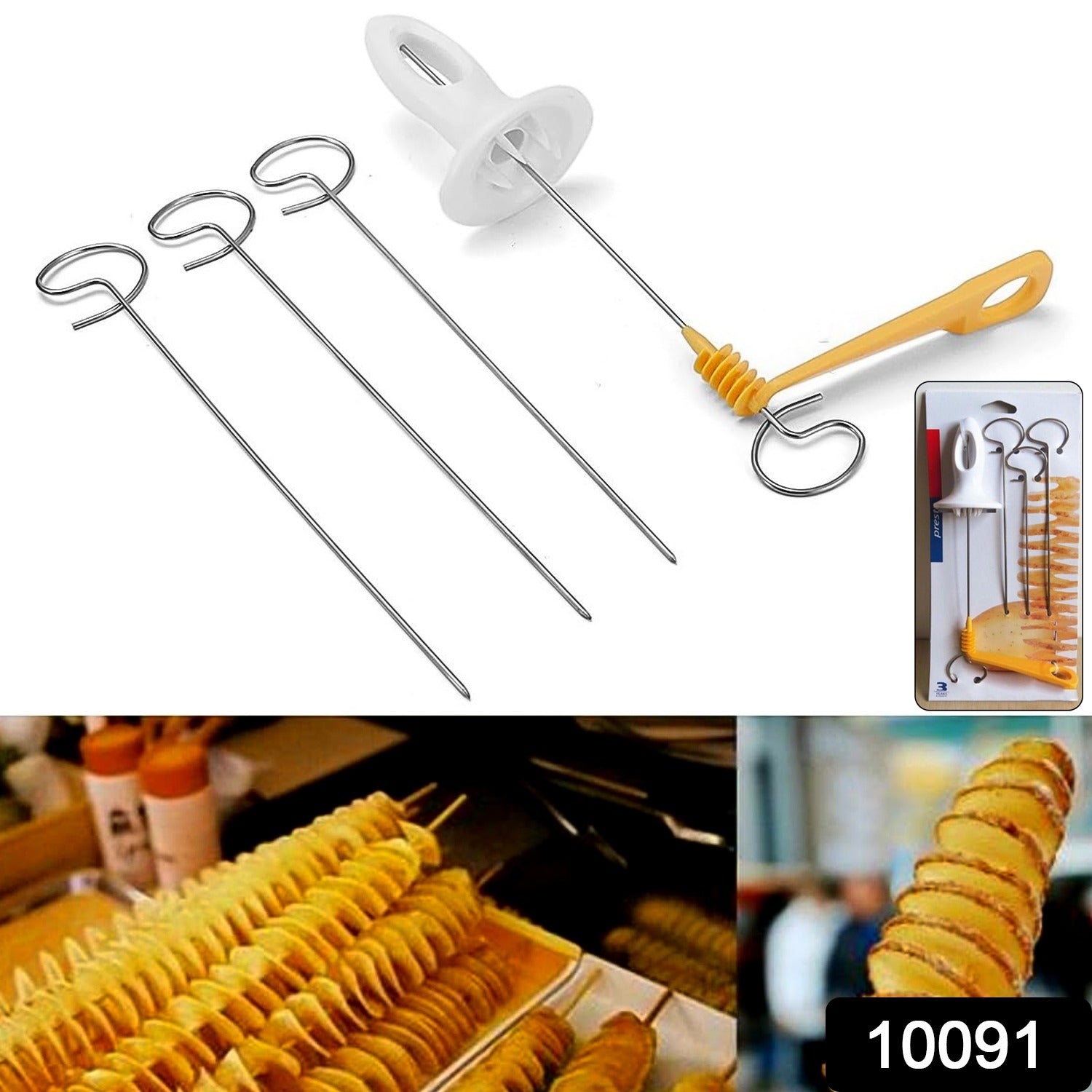 Potato Spiral Cutter – Manual Vegetable Slicer (4 Spits) | Quickslice Secondary image