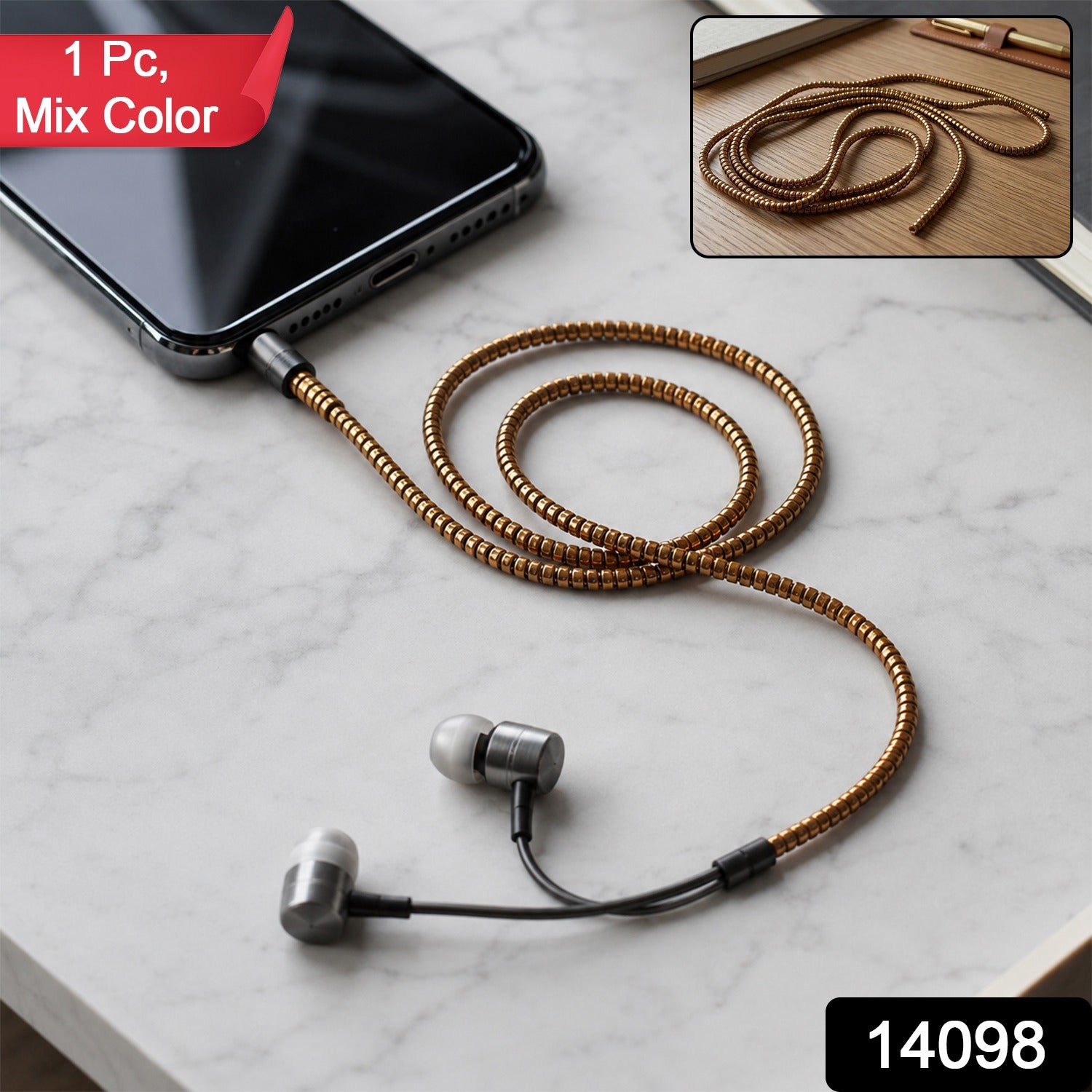 Spiral Cable Protector Sleeve for Earphone Cable, Flexible Cord Saver Wrap (1 Pc) Secondary image