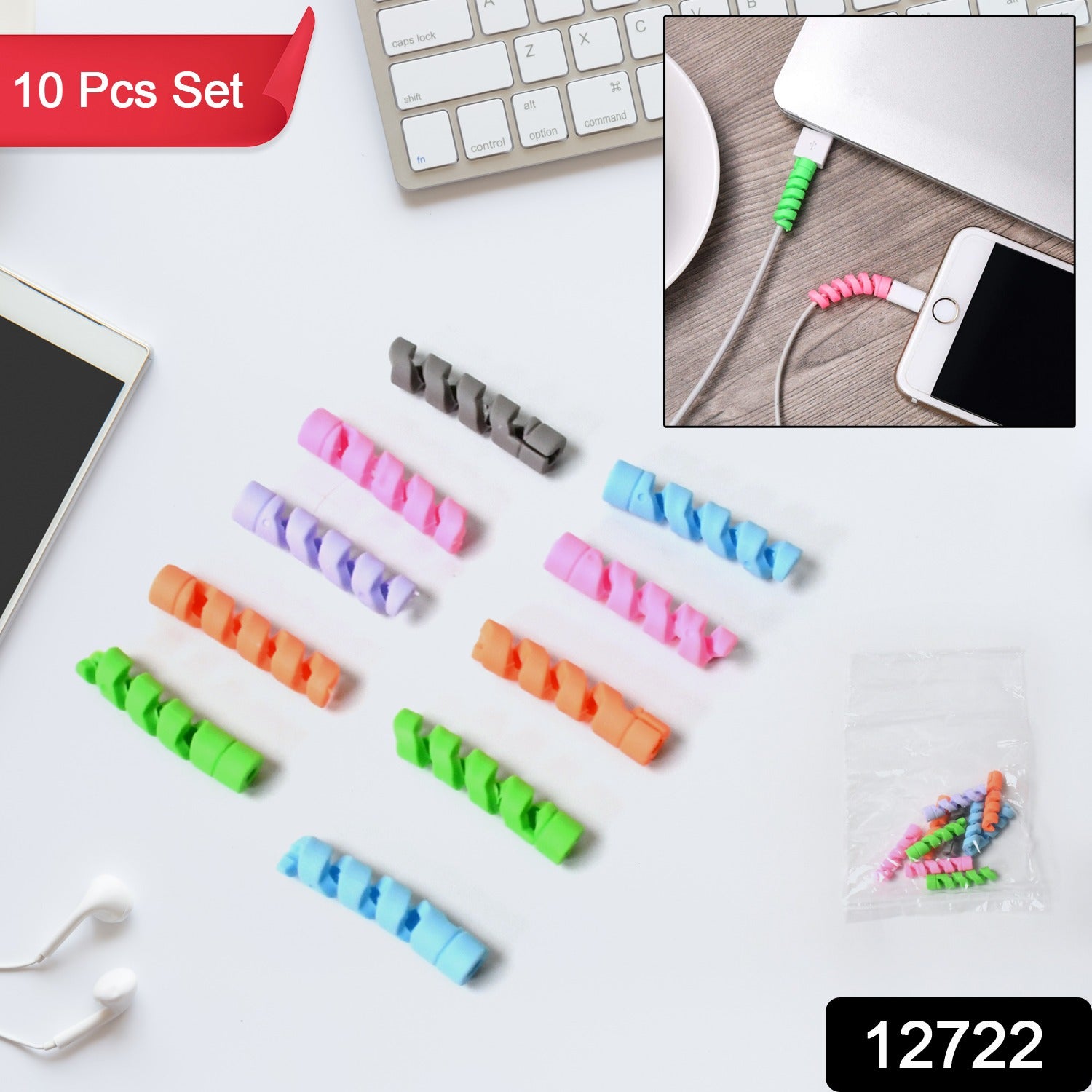 Cable Protector – 10-Pack Flexible Silicone for Chargers | WipeTech Secondary image