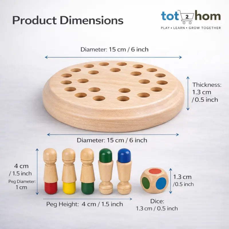 Wooden Memory Match Chess Game for Kids — Montessori Color Matching Board Game | Educational Toy | 2–4 Players | Age 3+