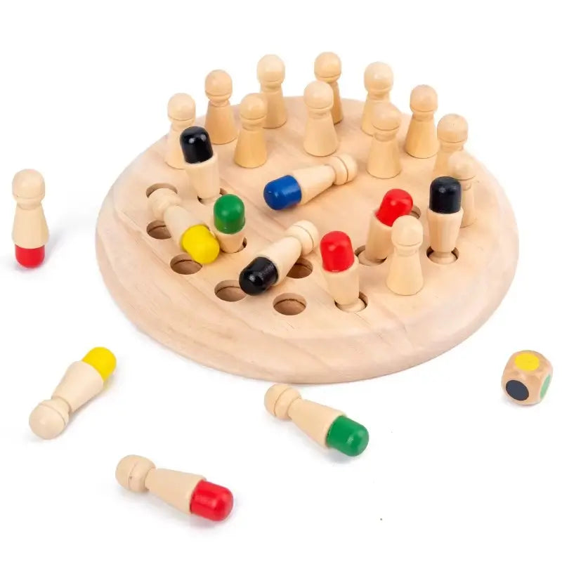 Wooden Memory Match Chess Game for Kids — Montessori Color Matching Board Game | Educational Toy | 2–4 Players | Age 3+