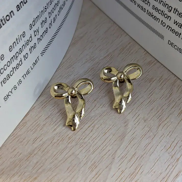 Gold Plated Gilded Grace Bow Earrings For Girls & Women (Anti-Tarnish)