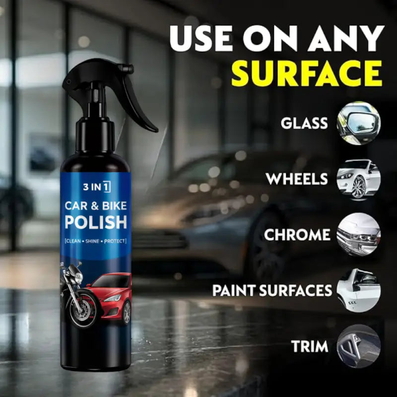 3-in-1 Car & Bike Polish Spray | Clean, Shine & Protect Liquid Polish for Cars, Bikes, Scooters & Automotive Surfaces Secondary image